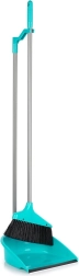 Fejebakke med kost med langt skaft 95 cm – turkis