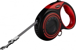 Dogness automatisk line 5 m med LED-lygte og poseholder – rød