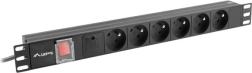 rack PDU 19" 1U 16A, 6x FR-stikkontakt, 2 m, sort
