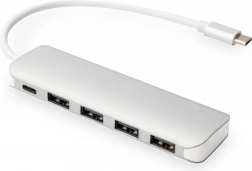 USB‑C hub 4× USB 3.0 med Power Delivery, i aluminium