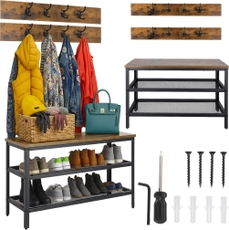 Ruhhy skohylde med bænk og knagerække 73 cm, loft/industriel