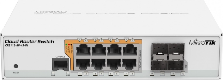 PoE switch MikroTik CRS112-8P-4S-IN med 8xGbE og 4xSFP