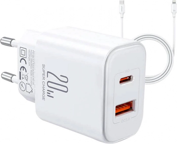 Joyroom JR-TCF05 Flash oplader, 20 W + C–L-kabel 1 m (hvid)