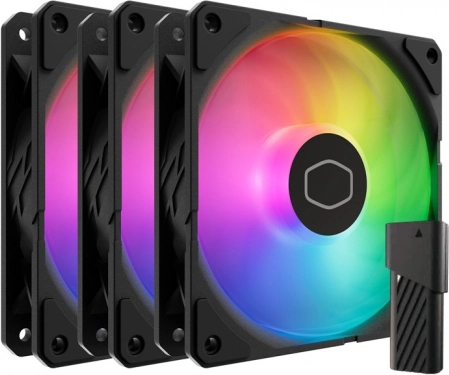 Ventilator cooler master sickleflow edge 120 argb, sæt 3 stk (sort)