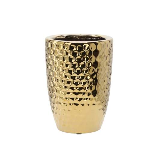 Keramisk skjuler med honningmønster, gylden, 25,5 × 25,5 × 34,5 cm