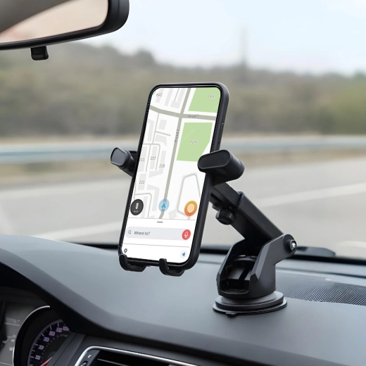 Universal telefonholder til bilen med sugekop, sort