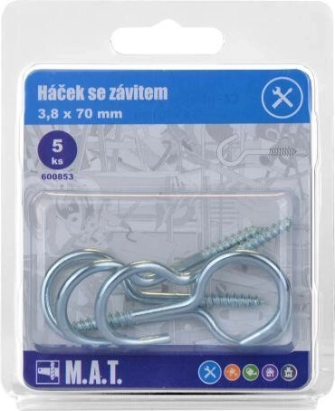 Krog med gevind 70 × 3,8 mm, galvaniseret, 5 stk.