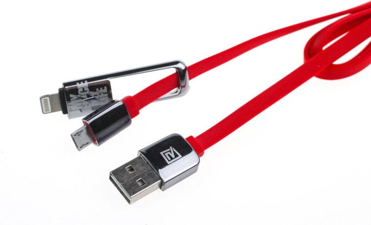Remax King-Kong 2-i-1 opladnings- og datakabel 1 m rød (USB-A / micro USB + Lightning)