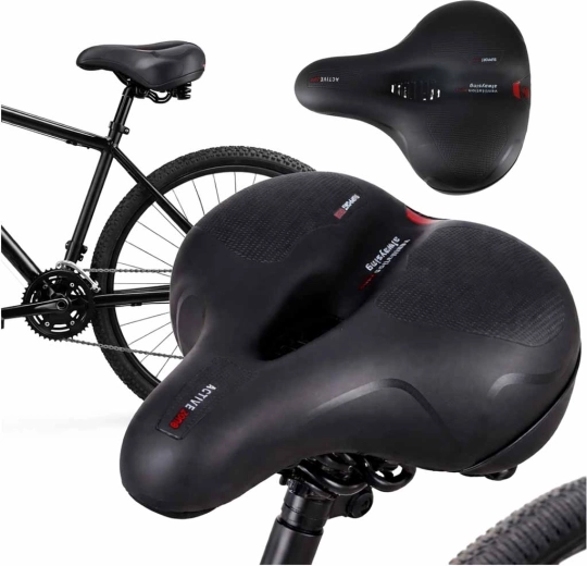 Bred cykelsadel i skum med refleks
