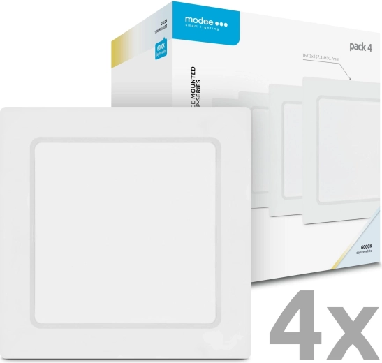 Modee firkantet LED-panel til overflademontering 12 W 1320 lm kold hvid