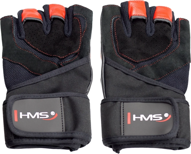 Fitnesshandsker med håndledsrem HMS, røde – S
