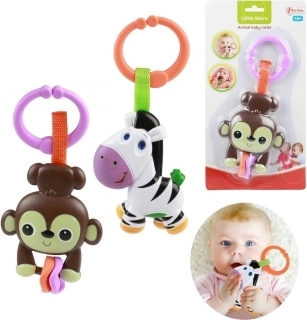 Hængende rangle og bidering som dyr med clips til babyer - 1 stk.
