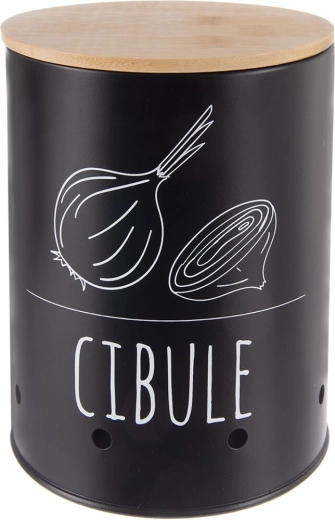 Løgbeholder black cz med bambuslåg 13 cm