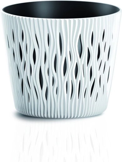 Blomsterpotte Sandy Round med indsats 12,8 cm hvid