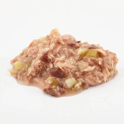 Saftig tekstur med stykker af tun