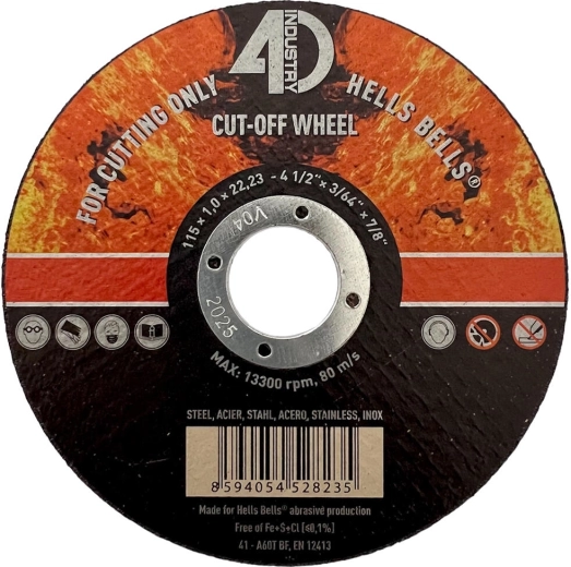 Skæreskive til stål og rustfrit stål 115 × 1,0 × 22,2 mm