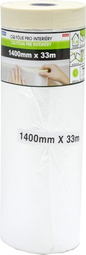 Afdækningstape med folie 140 × 33 m til indendørs brug, selvklæbende