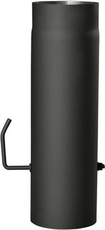 Røgrør med spjæld 120 mm, længde 500 mm, sort