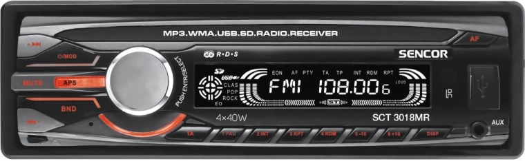 Sencor-bilradio med USB, SD og RDS