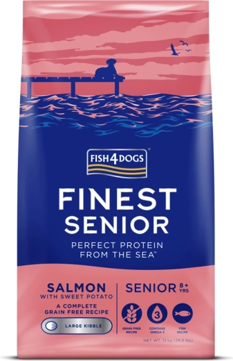Fish4Dogs Finest laks med søde kartofler til seniorhunde af store racer 12 kg