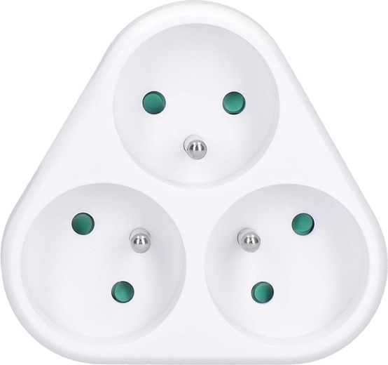 Solight trekantet stikdåse 3x 10 A hvid