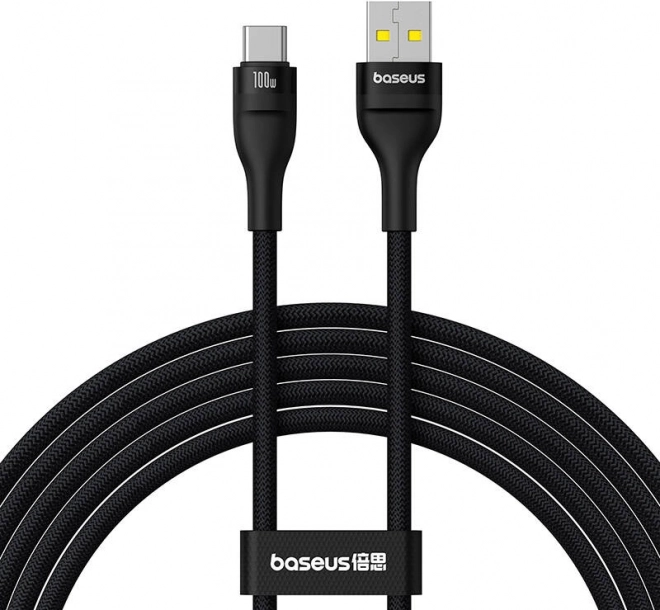 BASEUS Flash 2 opladnings- og datakabel USB-A til USB-C 100 W, 2 m, sort