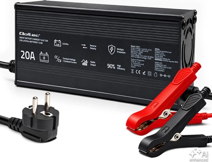 Oplader til LiFePO4-batterier 12 V 20 A med LED-indikator