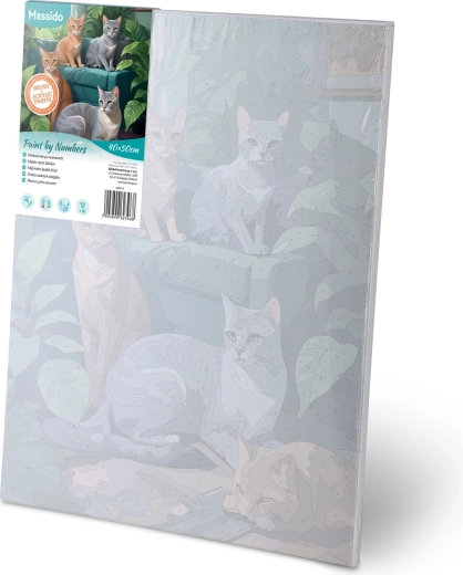 Klargjort lærred på ramme og nummererede felter