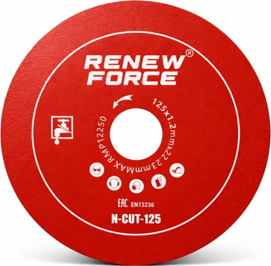 Diamantskive til beton Renew Force n-cut-125 125 mm til slibning og præcis skæring - 1 stk.