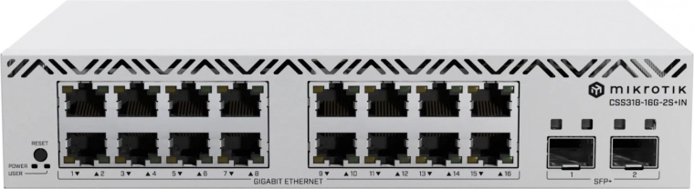 MikroTik smart switch 16× Gigabit Ethernet og 2× SFP+