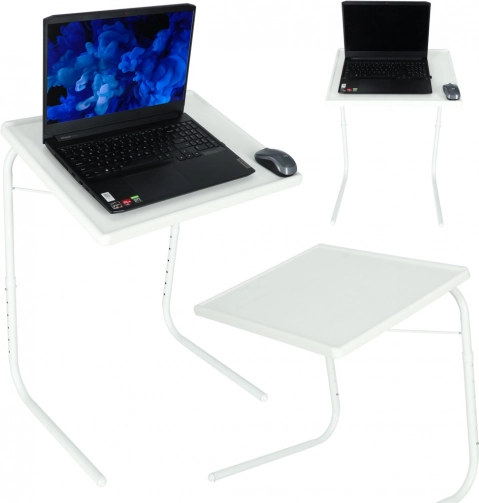 Sammenklappeligt justerbart laptopbord 52 × 40 cm hvidt