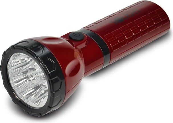 Solight LED-opladelig lommelygte 9× LED rød/sort plug-in - 1 stk.
