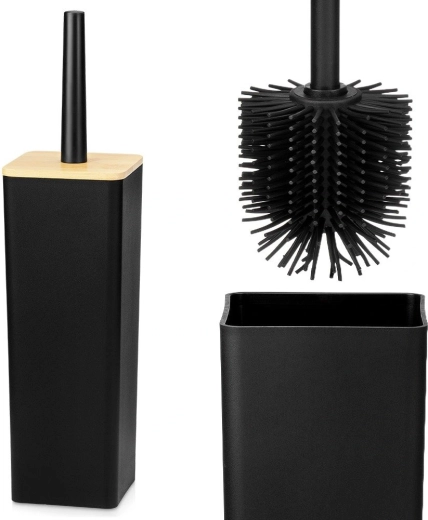 Vilde silikone-toiletbørste med holder, sort 37,5 cm