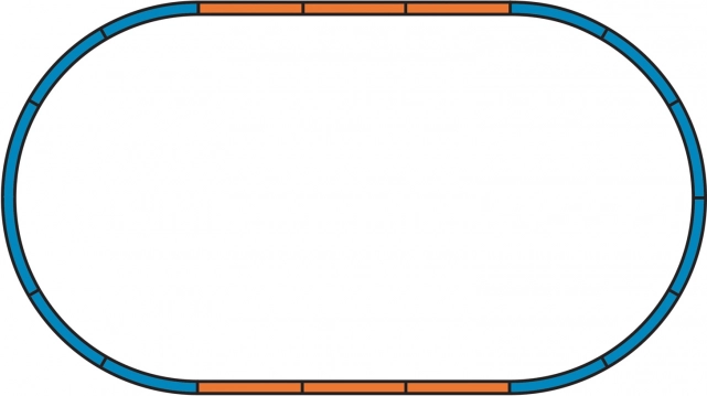 Færdig oval bane til øjeblikkelig kørsel