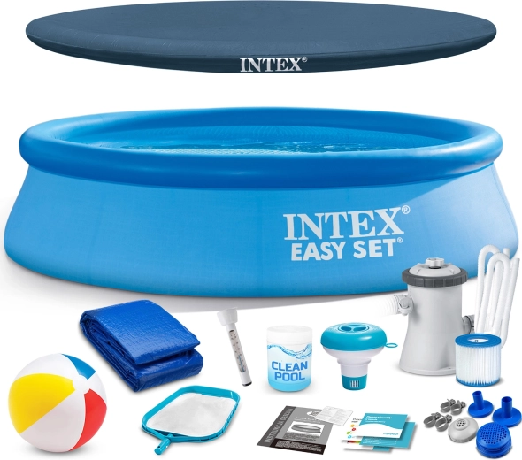 Intex Easy Set selvbærende overjordisk swimmingpool 244 × 61 cm med tilbehør