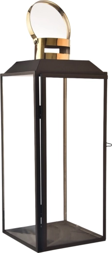Stor dekorativ lanterne sort-guld 42 cm