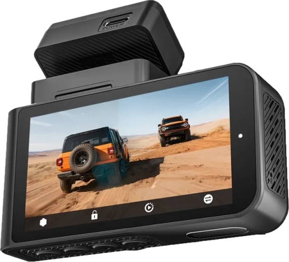 WOLFBOX X3 WiFi-dashcam 2,5K med bagkamera 1080p og 64 GB-kort