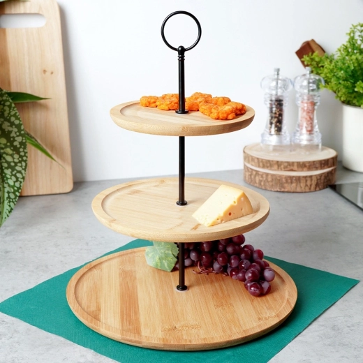 Naturlig bambus og solid metalstøtte