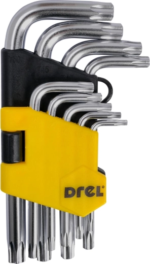 Sæt Torx unbrakonøgler T10–T50, 9 dele, S2-stål, DREL