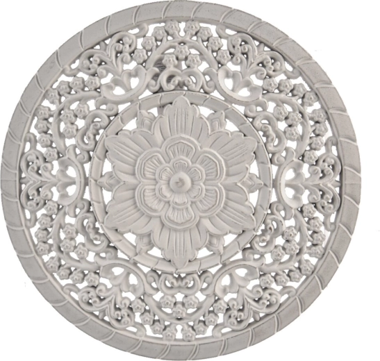 Mandala vægdekoration i træ – hvid 35 cm