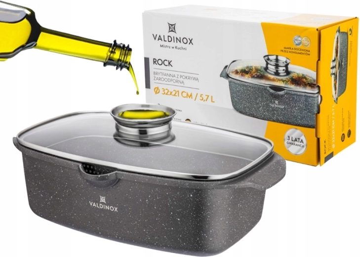 Valdinox ROCK bradepande 32 × 21 cm med låg 5,7 l