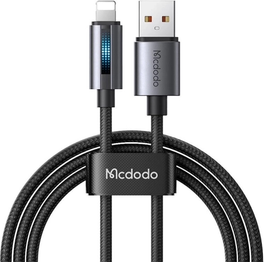 USB-kabel McDodo med LED-belysning 1,2 m sort