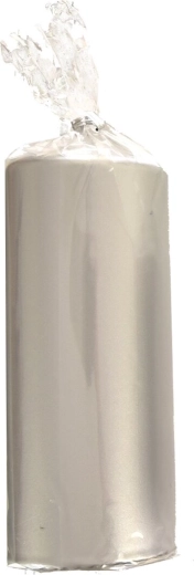 Sølvfarvet metallisk cylinderlys 18 cm