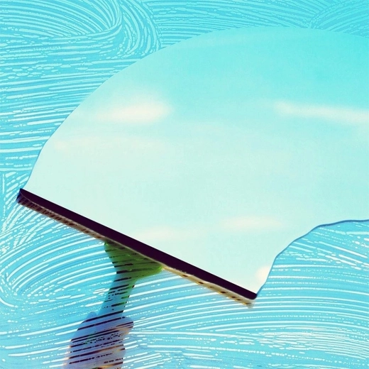 Skraber til stribefri polering af glas