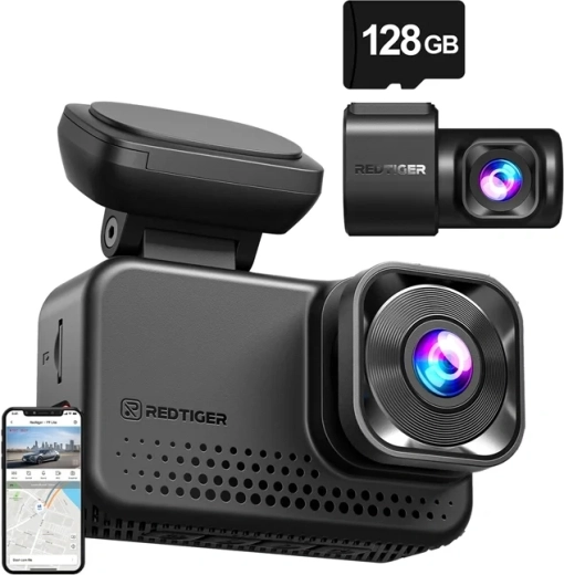 Dashcam REDTIGER VC70 4K og 2,5K med Wi-Fi og 128 GB-kort