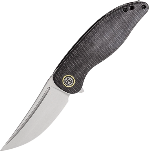 Petrified Fish Simum foldekniv, satin-klinge, sort micarta