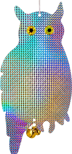 Holografisk reflekterende fugleskræmmer ugle, ophængt stor - 1 stk.