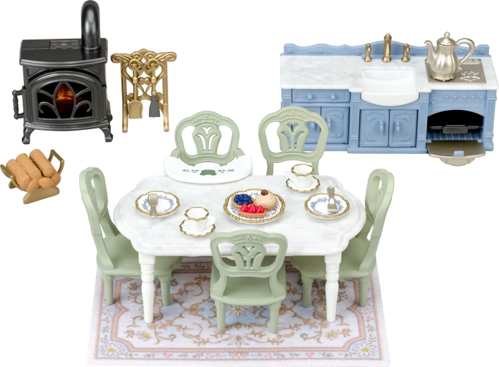 Sylvanian Families elegant spisestue med pejs
