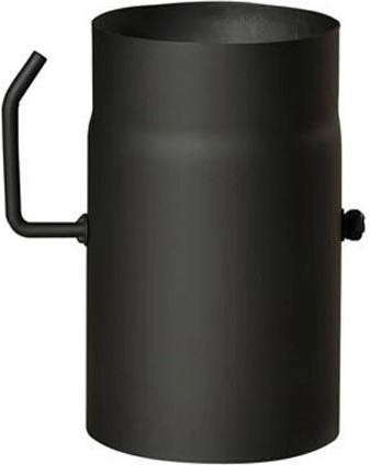 Røgrør med spjæld 120 mm, længde 250 mm, stål 1,5 mm, sort