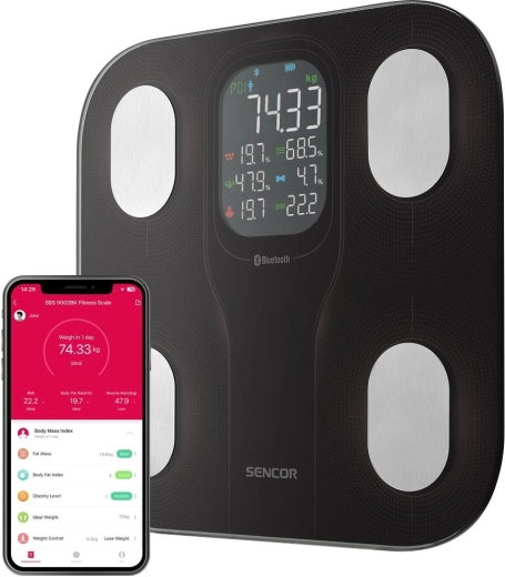 Sencor SBS 9002BK smart personvægt, sort
